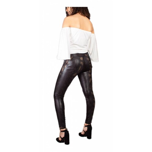 Pantalón Vinipiel Textura Reptil Negro Y Dorado