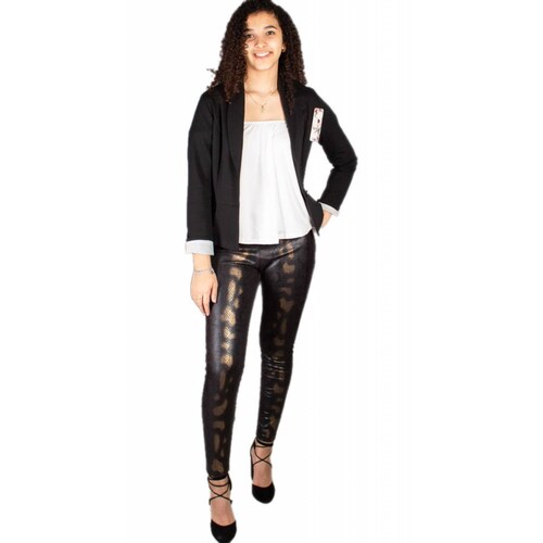 Pantalón Vinipiel Textura Reptil Negro Y Dorado