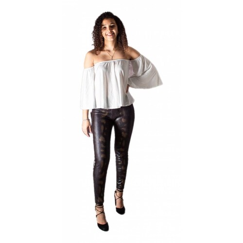 Pantalón Vinipiel Textura Reptil Negro Y Dorado
