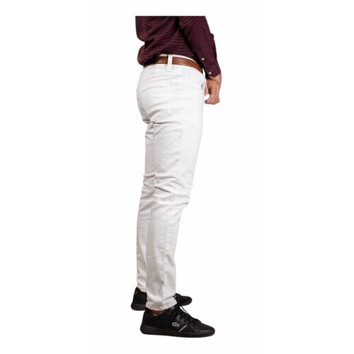 Pantalón Gabardina Hombre Blanco Elastizado Corte Slim Fit 