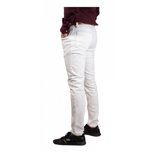 Pantalón Gabardina Hombre Blanco Elastizado Corte Slim Fit 