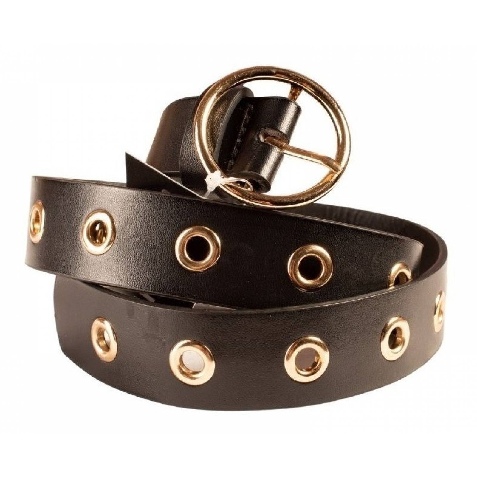 Cinturón De Cuero Sintético Para Mujer Estilo Punk - Hebilla De Metal Con Ojales, 7 Colores, Talla Hasta 102 Cm De Cintura