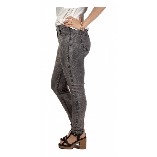Jeans Dama Tiro Alto Negro Deslavado