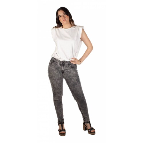 Jeans Dama Tiro Alto Negro Deslavado