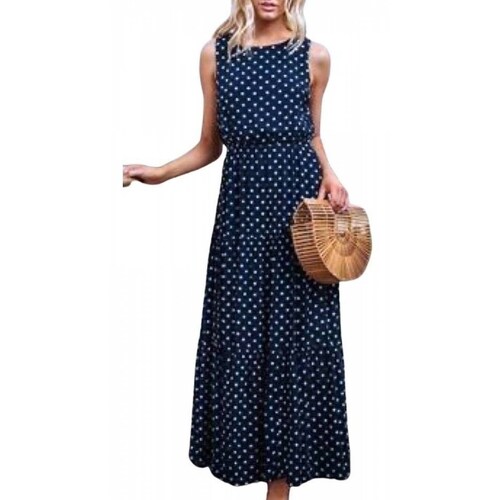 Maxi Vestido Polka Dots Rosa O Blanco A Lunares Unitalla