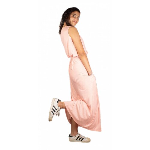 Maxi Vestido Polka Dots Rosa O Blanco A Lunares Unitalla