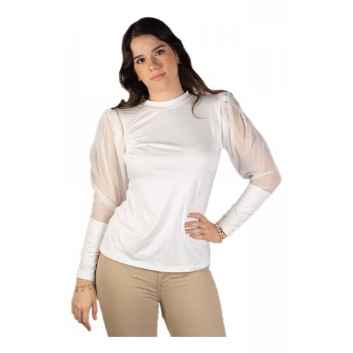 Blusa Con Mangas Abullonadas Transparentes Unitalla