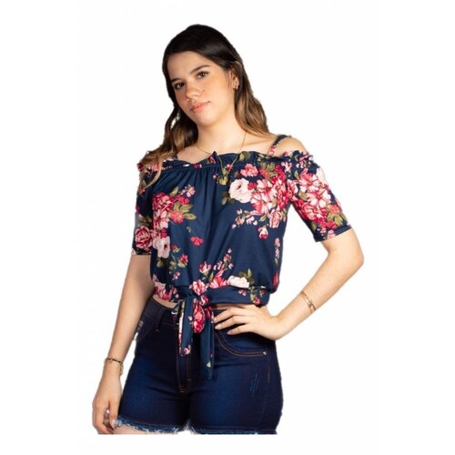 Blusa Campesina Con Estampado De Flores