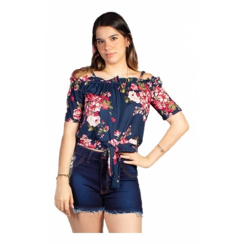 Blusa Campesina Con Estampado De Flores