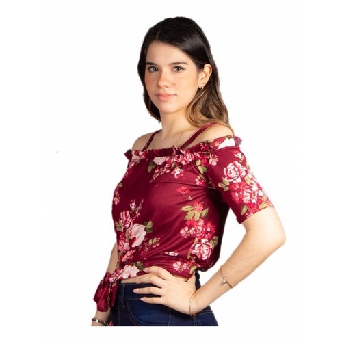 Blusa Campesina Con Estampado De Flores