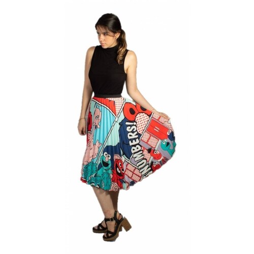 Falda Plisada Mujer Estampada Plaza Sésamo