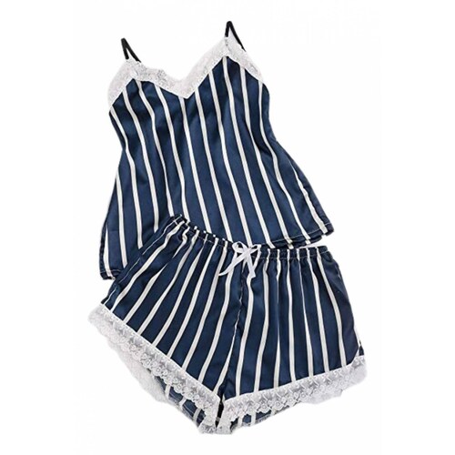 Conjunto Pijama Satin Encaje 2 Piezas Mujer Unitalla Short