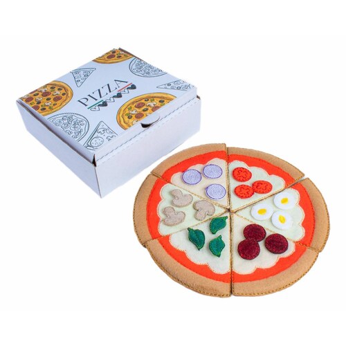 Juguete Didáctico Pizza Con Ingredientes De Fieltro
