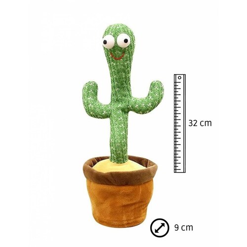 Cactus bailarin USB juguete interactivo parlante con musica y luz.
