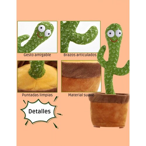 Cactus bailarin USB juguete interactivo parlante con musica y luz.