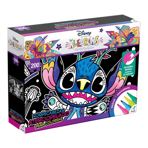 Rompecabezas Stitch Disney Alegrías aterciopelado para colorear 200 piezas 