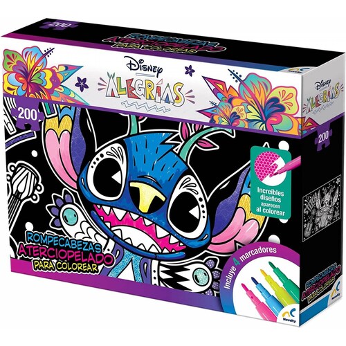Rompecabezas Stitch Disney Alegrías aterciopelado para colorear 200 piezas 