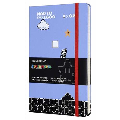 Libreta Super Mario Bros Color Azul Hoja Rayada Pasta Dura