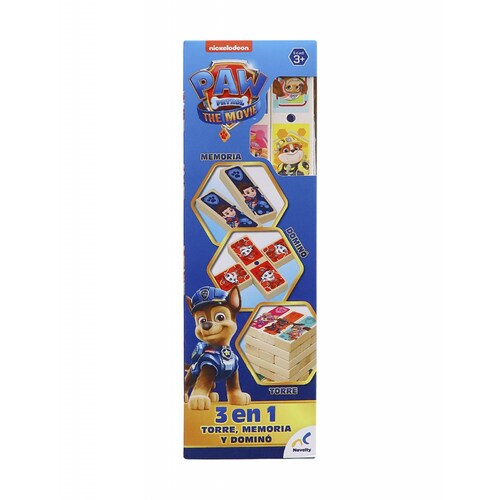 Juego Torre De Madera 3 En 1 Paw Patrol The Movie con 48 Bloques 
