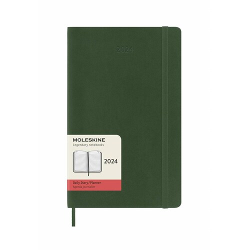 Agenda 2024 Moleskine Grande Verde Diaria Pasta Blanda 