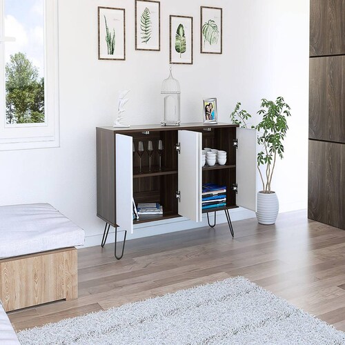 Mueble Bife Color Blanco con Habano Modelo Vassel Bufetera 