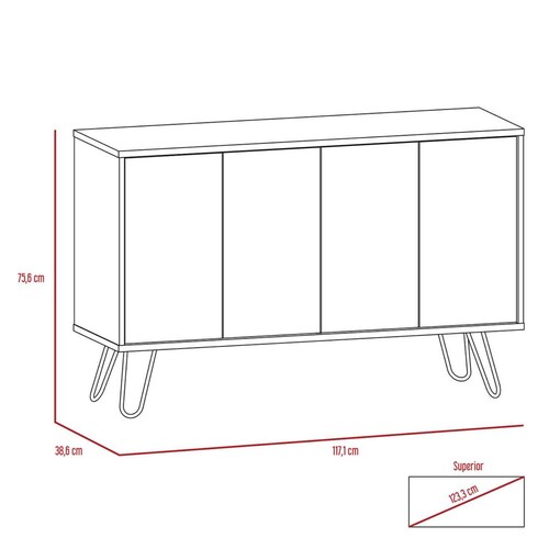 Mueble Bife Color Blanco con Habano Modelo Vassel Bufetera 