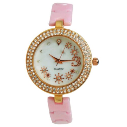 Reloj análogo de Cerámica rosa para dama Louise Michelle modelo CERA0029