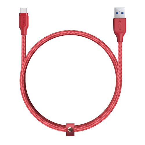 Cable Aukey Trenzado Nylon USB-A a USB-C 1.2M Rojo  CB-AC1