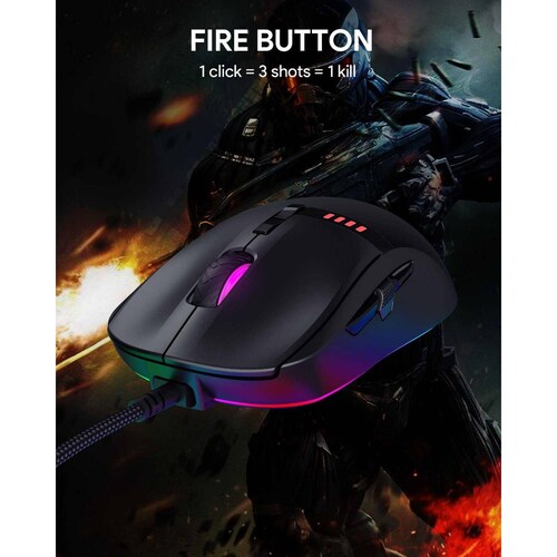 Mouse Gamer Aukey Knight RGB y 8 Botones Programables