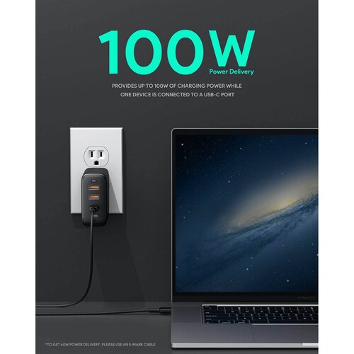 Aukey Cargador para Macbook 100W 4 puertos 2 USB C   2 USB A