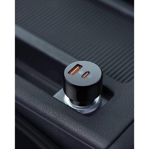 Aukey Cargador de auto de 2 puertos 1 USB A 1 USB C 36W