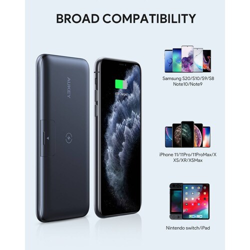 Batería Portátil Wireless Aukey 10000mAh 18W USB A C PB WL02