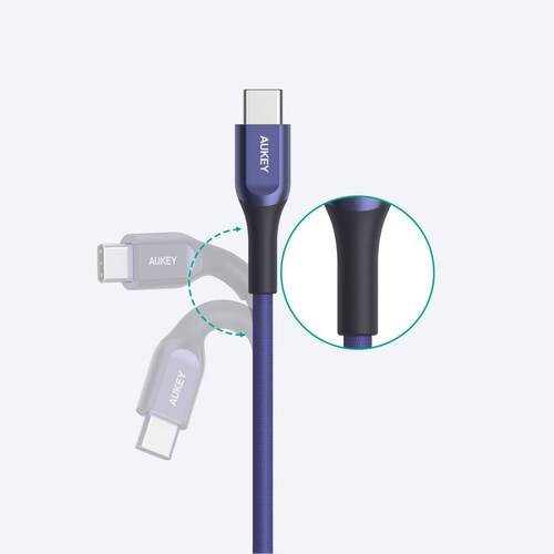 Cable Aukey Kevlar USB C a USB C 12M Azul CB AKC3