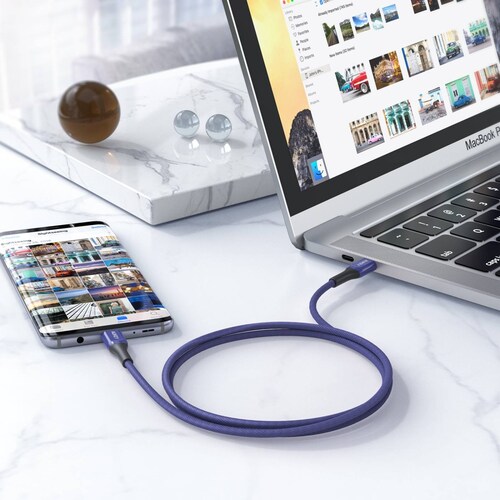 Cable Aukey Kevlar USB C a USB C 12M Azul CB AKC3