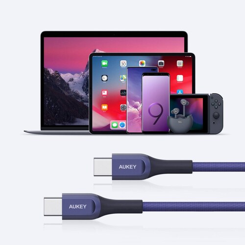 Cable Aukey Kevlar USB C a USB C 12M Azul CB AKC3