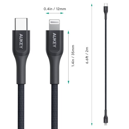 Cable Aukey Kevlar USB C a Lightning 2M CB AKL4