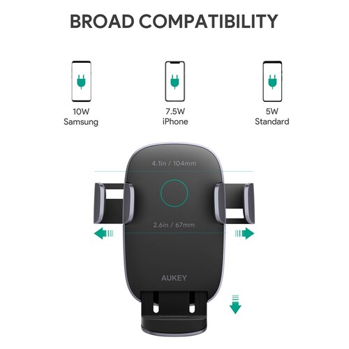 Soporte Automóvil Aukey Carga Inalámbrica 10W HD C52