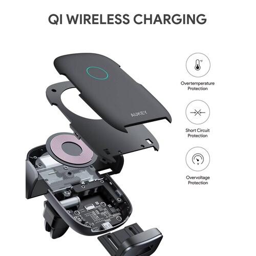 Soporte Automóvil Aukey Carga Inalámbrica 10W HD C52