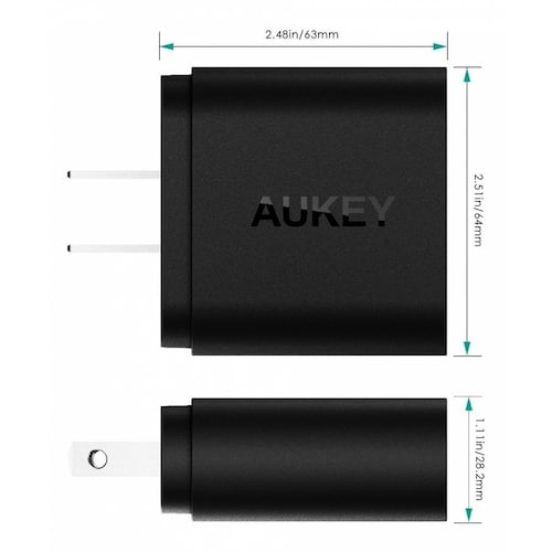 Cargador Pared Aukey 2x USB A 30W Quick Charge 20 PA T12