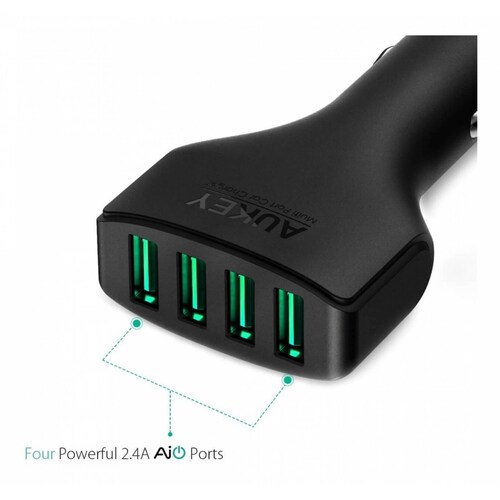Cargador Auto Multipuerto Aukey 4xUSB A Carga Rapida CC 01