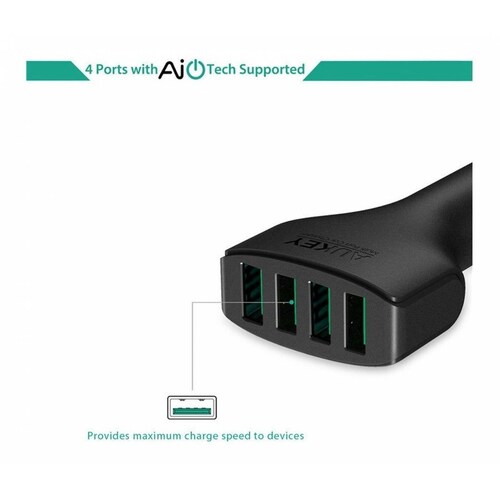 Cargador Auto Multipuerto Aukey 4xUSB A Carga Rapida CC 01