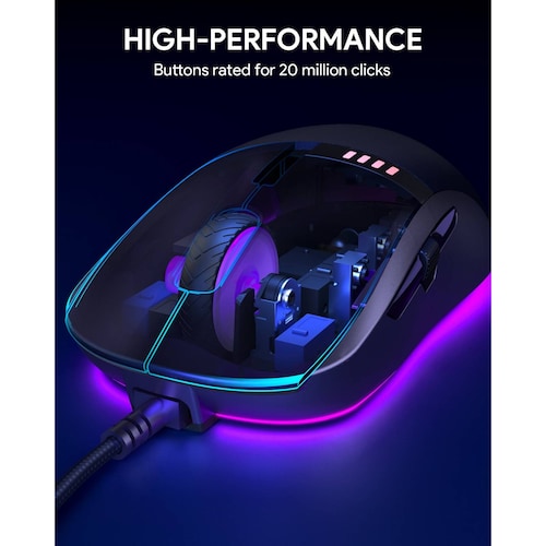 Mouse Gamer Aukey Knight RGB y 8 Botones Programables GM F4