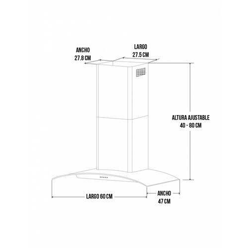 Combo DISA Home Parrilla a Gas 5 Quemadores Acero Inox, Campana Cristal 60 cm y Horno a Gas LP para Empotrar 60 cm Acero Inox.