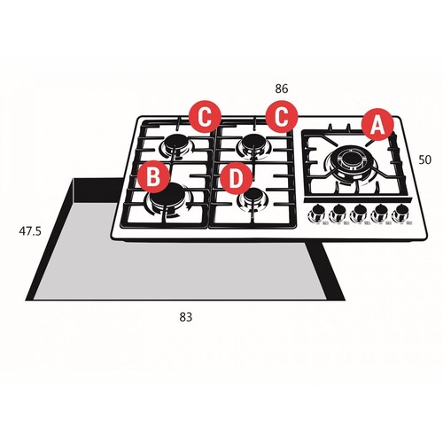 Combo DISA Home Parrilla a Gas 5 Quemadores Acero Inox, Campana Cristal 60 cm y Horno a Gas LP para Empotrar 60 cm Acero Inox.