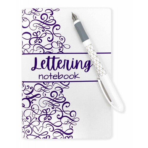 Libreta Lettering con Pluma Fuente y dos Cartuchos de Tinta 