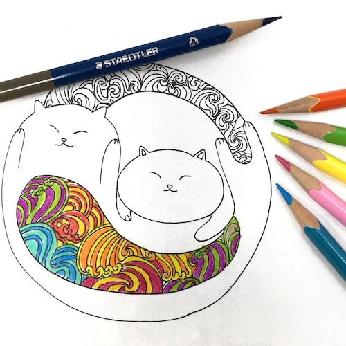 Libro Para Colorear Un Millón de Gatos con Colores de Madera 24x2 