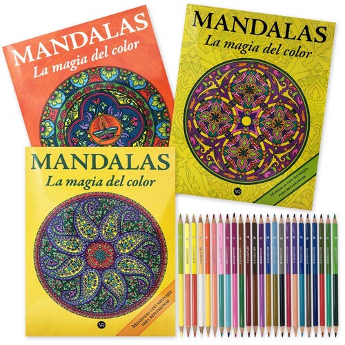 Mandalas la Magia del Color y 24 Lápices Bicolor 