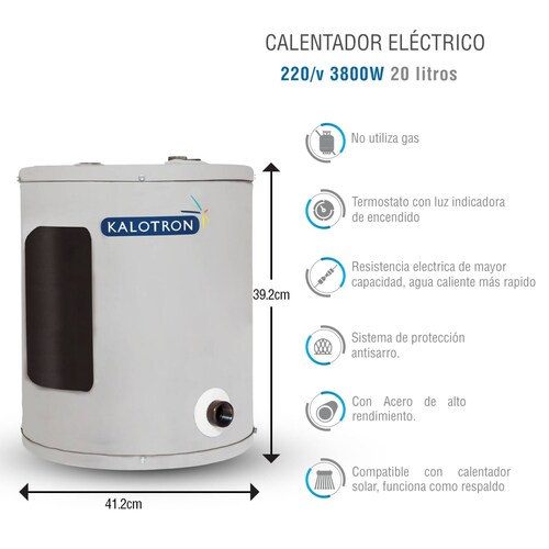 Calentador electrico 20l para 1 lavabo 220v 3800w kalotron 