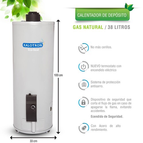 Boiler deposito gas natural 40l 1.5 servicios encendido electrico kalotron 