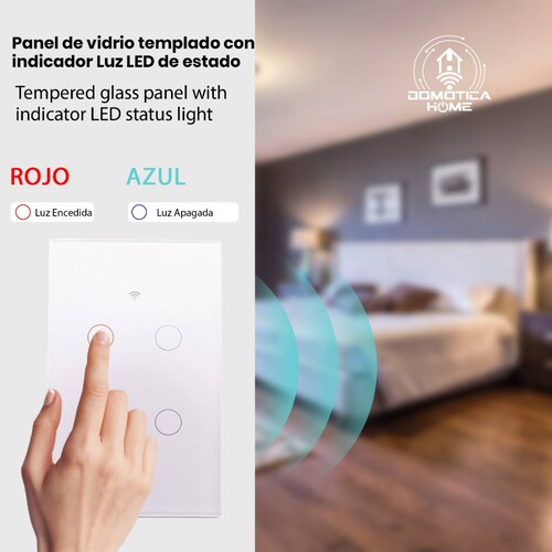 Apagador WiFi 2 Botones: Voz con Alexa/Google Home - Instalación Flexible: Línea y Neutro o Línea + Capacitor, (Blanco).
